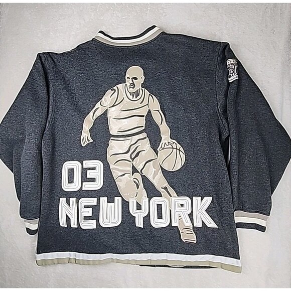 Vtg Veezo Wear Basketball Hoodie New York World Championship Gray/Tan 3XL 2003 - Picture 7 of 12